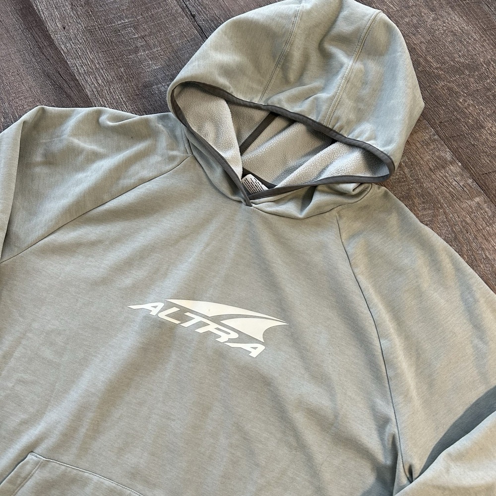 Altra Running Hoodie Mens Large Pullover Performance Athletic Logo Gray White
